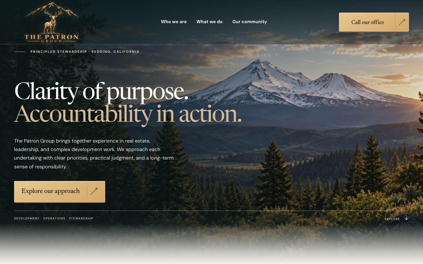 The live company website at desktop width: hero illustration, headline and navigation.
